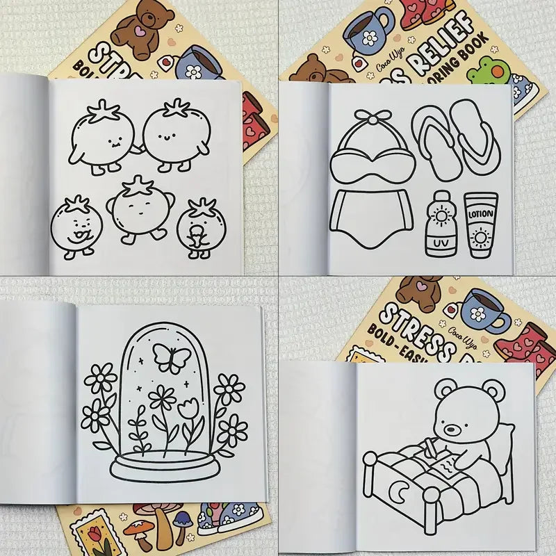 STRESS RELIEF Bold & Easy Coloring Book for Adults and Teens