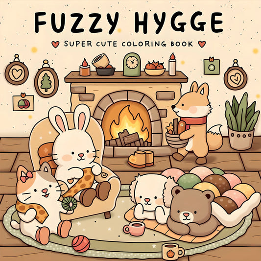 FUZZY HYGGE Super Cute Coloring Book for Adults and Teens