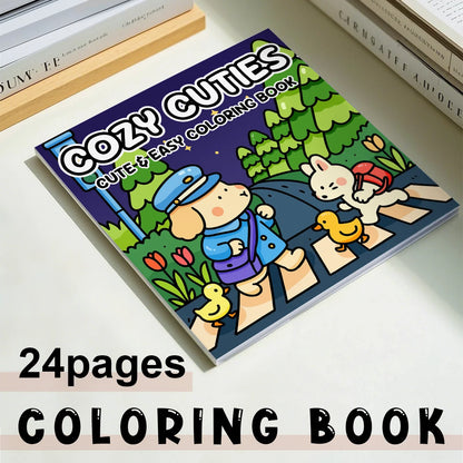 COZY CUTIES Cute & Easy Coloring Book for Adults and Teens