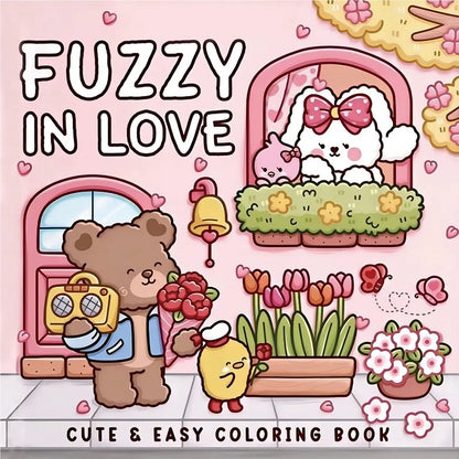 FUZZY IN LOVE A Cute & Heartwarming Coloring Escape for Adults & Teens