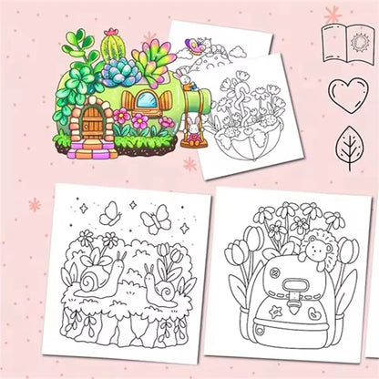 TINY GARDENS A Cute & Cozy Coloring Escape for Adults & Teens