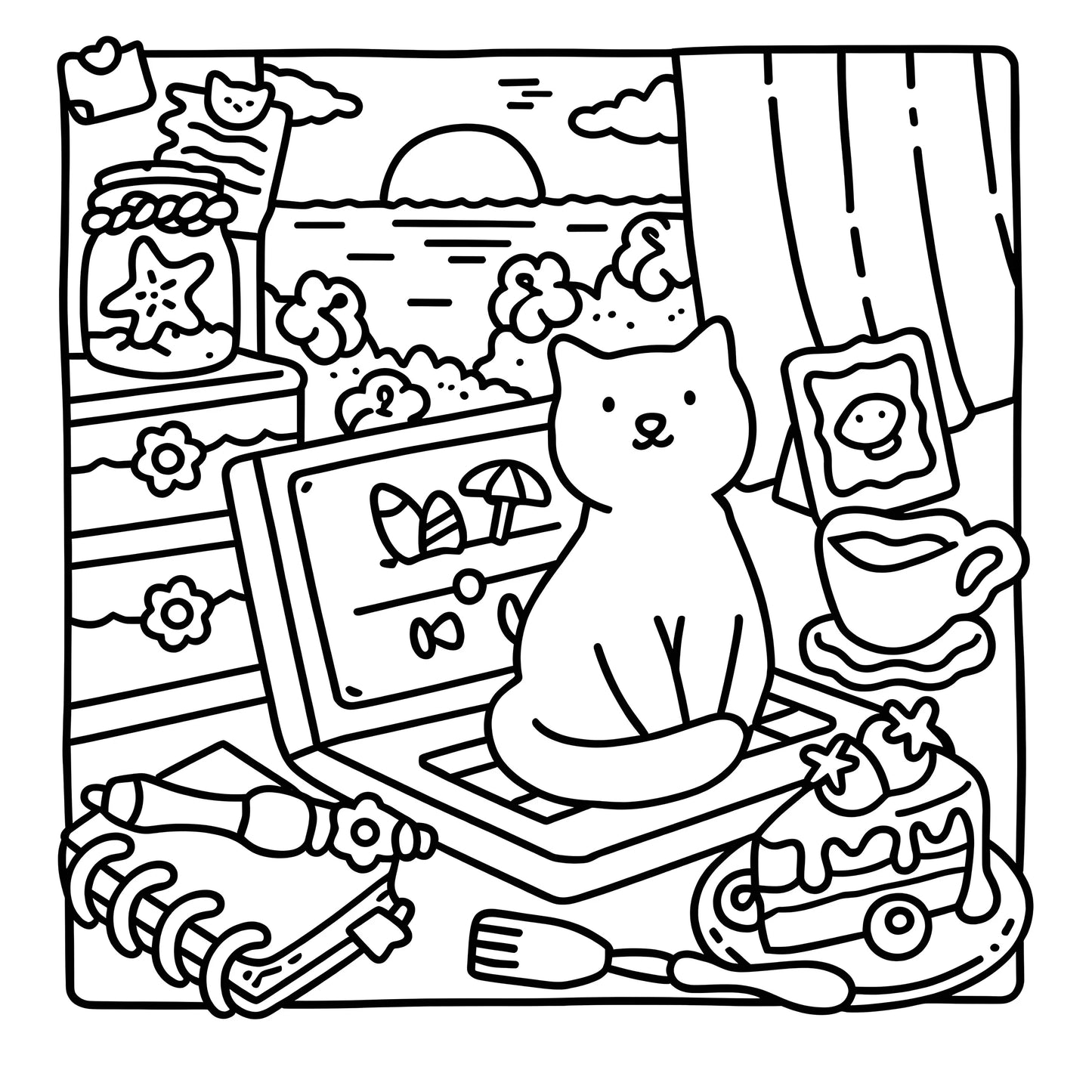 CAT MOMENTS A Cozy & Heartwarming Coloring Escape for Adults & Teens
