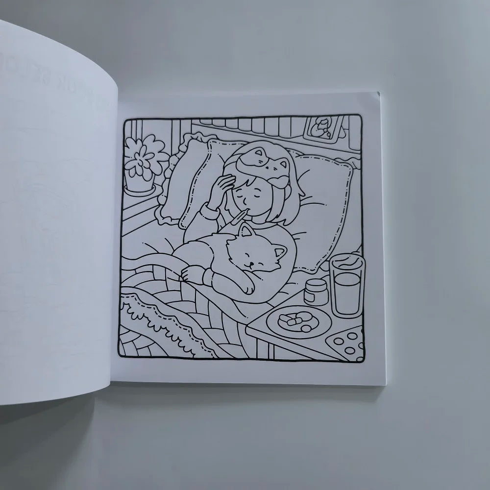 CAT & CHILL A Cozy, Stress-Free Coloring Escape for Adults & Teens